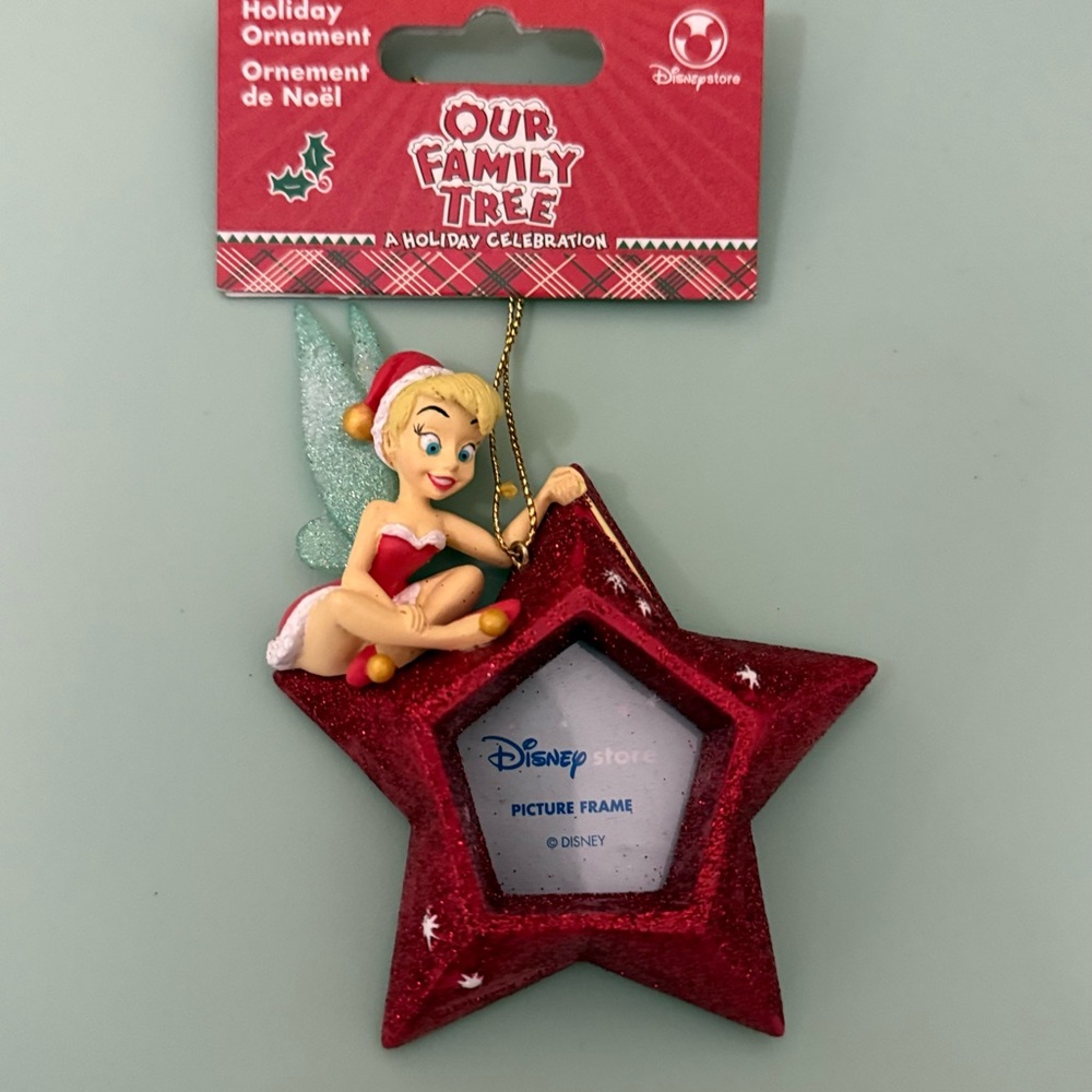 NWTvintage Disney Glittery Red Star ChristmasOrnament Frame with Tinkerbell 2005
